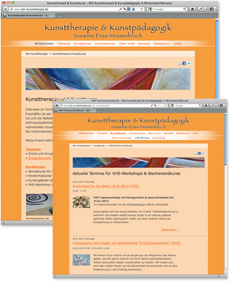 Screenshot der Website von Susanne Enss-Hessenbruch, Kunsttherapie & Kunstpädagogik